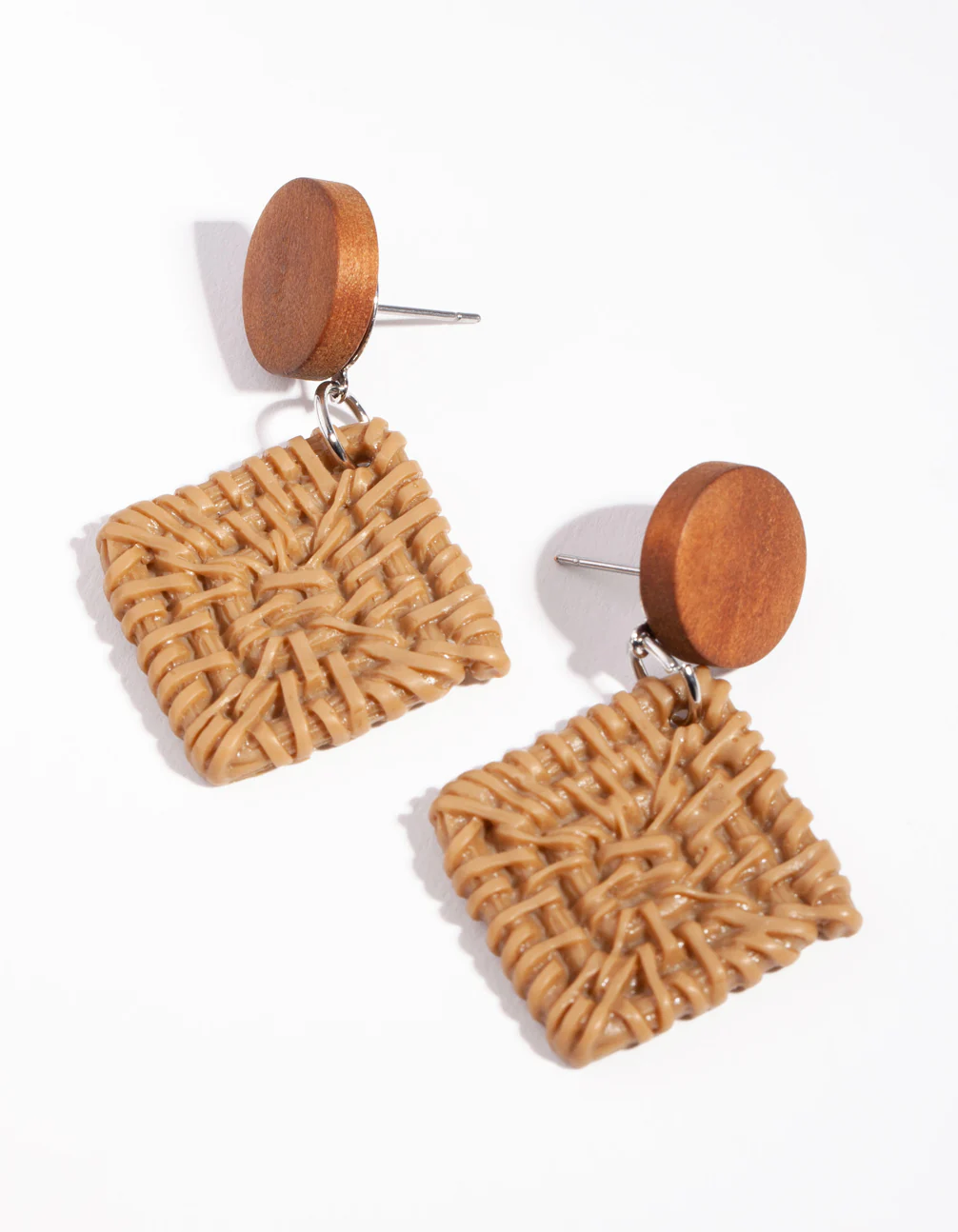 1211-wood-wrapped-diamond-shaped-drop-earrings-1.webp Wood Wrapped Diamond Shaped Drop Earrings