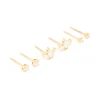 Waterproof Gold Plated Stainless Steel Cubic Zirconia Mixed Shaped Stud Earrings 3-Pack