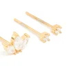 Waterproof Gold Plated Stainless Steel Cubic Zirconia Mixed Shaped Stud Earrings 3-Pack