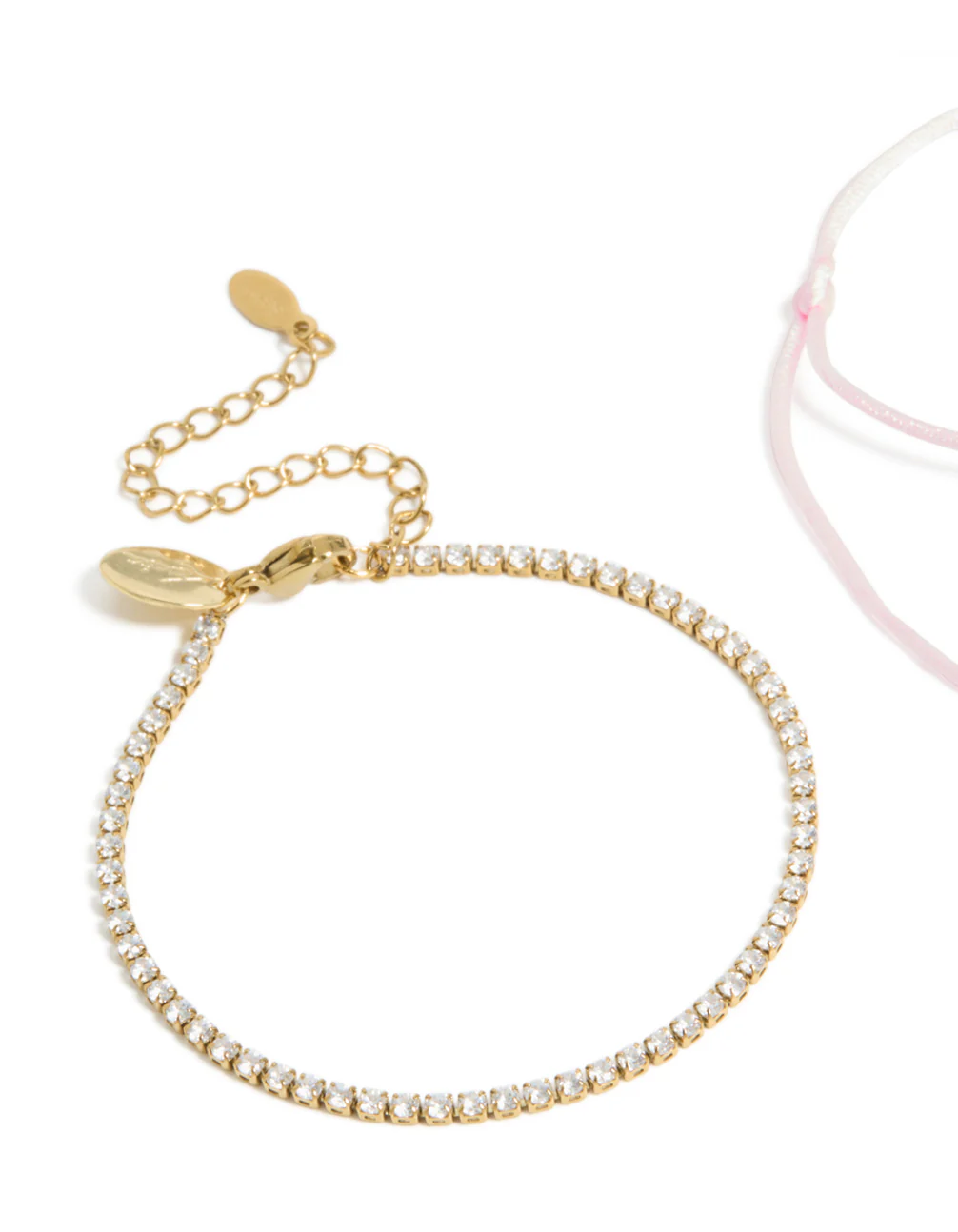 1216-waterproof-gold-plated-stainless-steel-cubic-zirconia-pink-cord-tennis-bracelet-set-4.webp Waterproof Gold Plated Stainless Steel Cubic Zirconia & Pink Cord Tennis Bracelet Set