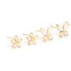 Waterproof Gold Plated Stainless Steel Cubic Zirconia Garden Party Earrings 3-Pack