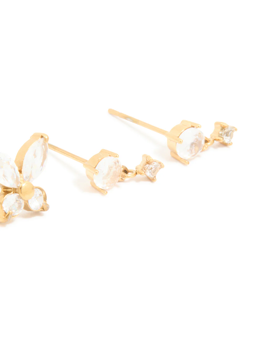 Waterproof Gold Plated Stainless Steel Cubic Zirconia Garden Party Earrings 3-Pack
