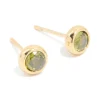 Waterproof Gold Plated Stainless Steel Cubic Zirconia August Birthstone Bezel Set Stud Earrings