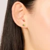 Waterproof Gold Plated Stainless Steel Cubic Zirconia August Birthstone Bezel Set Stud Earrings