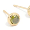 Waterproof Gold Plated Stainless Steel Cubic Zirconia August Birthstone Bezel Set Stud Earrings