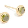 Waterproof Gold Plated Stainless Steel Cubic Zirconia August Birthstone Bezel Set Stud Earrings