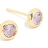 Waterproof Gold Plated Stainless Steel Cubic Zirconia February Birthstone Bezel Set Stud Earrings