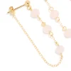 Gold Plated Sterling Silver Pink Rose Quartz Semi Precious Stone Long Drop Earrings