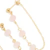 Gold Plated Sterling Silver Pink Rose Quartz Semi Precious Stone Long Drop Earrings