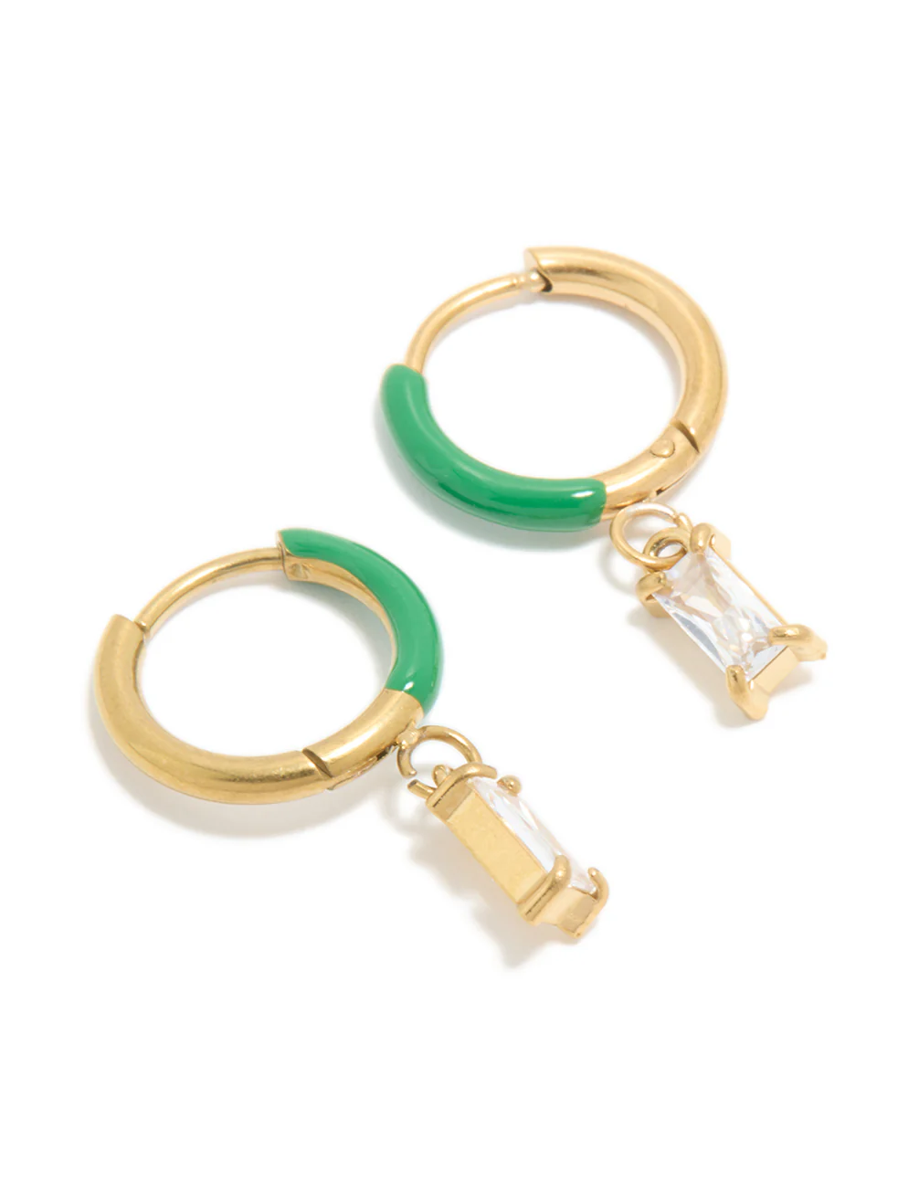 1223-waterproof-gold-plated-stainless-steel-emerald-green-enamel-cubic-zirconia-charm-huggie-earrings-1.webp Waterproof Gold Plated Stainless Steel Emerald Green Enamel Cubic Zirconia Charm Huggie Earrings