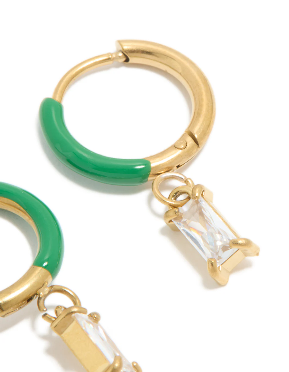 1223-waterproof-gold-plated-stainless-steel-emerald-green-enamel-cubic-zirconia-charm-huggie-earrings-5.webp Waterproof Gold Plated Stainless Steel Emerald Green Enamel Cubic Zirconia Charm Huggie Earrings