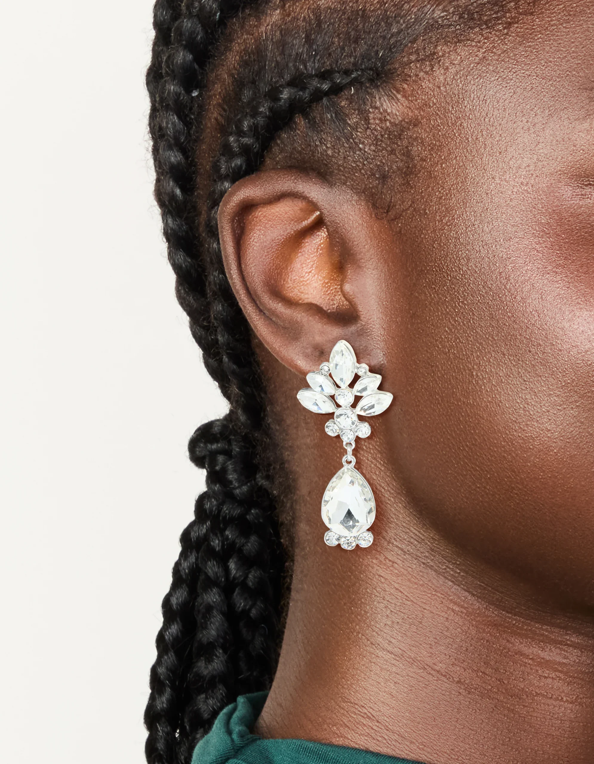 1224-silver-diamante-floral-single-drop-earrings-1.webp Silver Diamante Floral & Single Drop Earrings