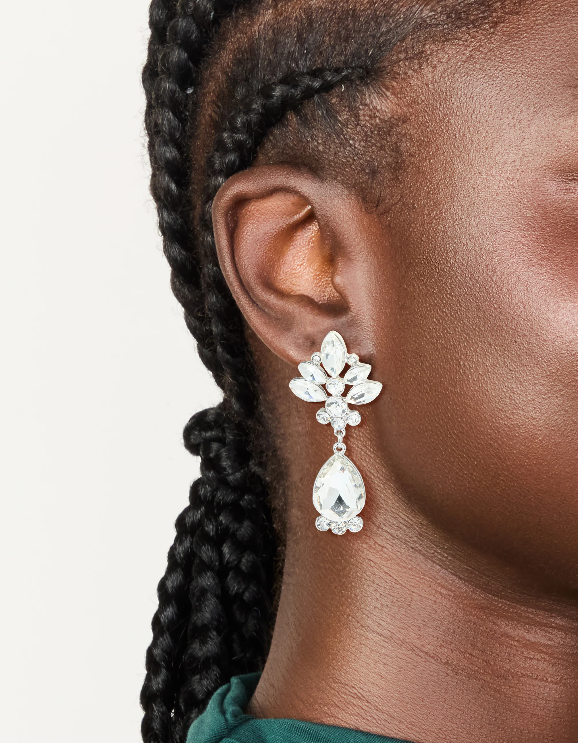 1224-silver-diamante-floral-single-drop-earrings-1.webp Silver Diamante Floral & Single Drop Earrings