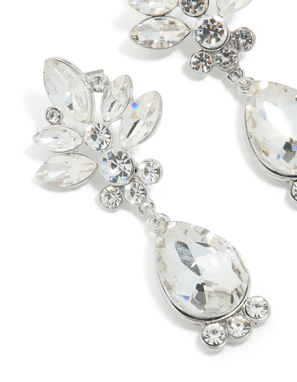 1224-silver-diamante-floral-single-drop-earrings-4.webp Silver Diamante Floral & Single Drop Earrings