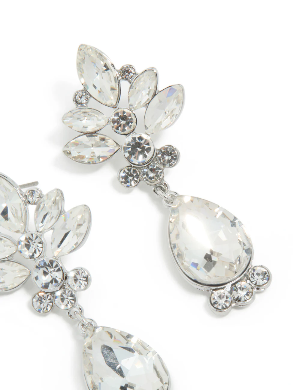 1224-silver-diamante-floral-single-drop-earrings-5.webp Silver Diamante Floral & Single Drop Earrings