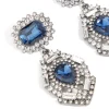 Silver Gunmetal Blue Diamante Pear Drop Earrings