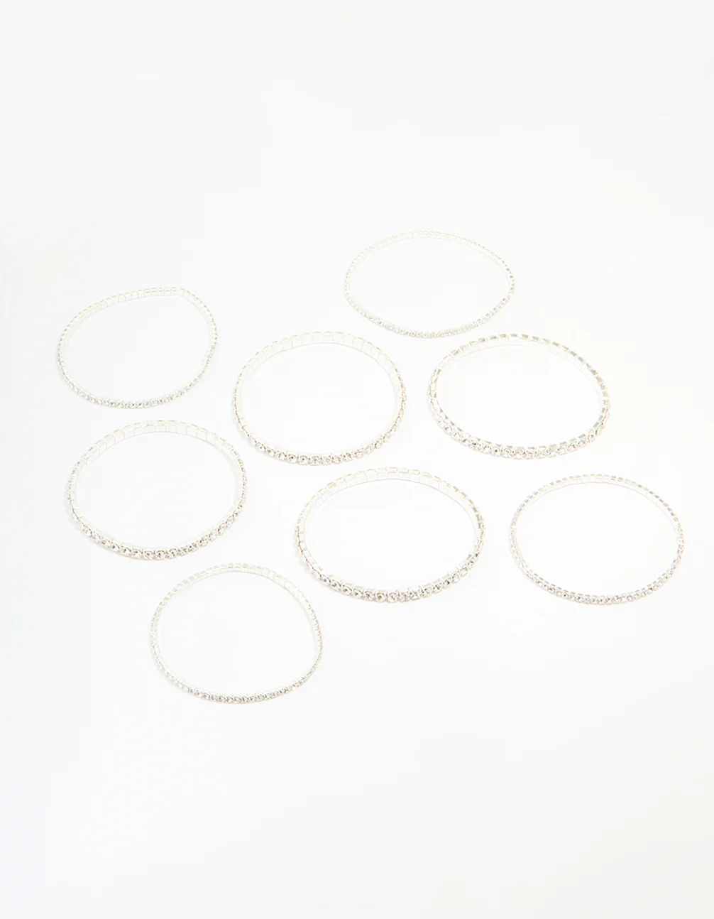 Silver Diamante Stretch Bracelets 8-Pack