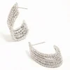 Silver Diamante Cascading Cupchain Hoop Earrings