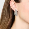 Silver Diamante Cascading Cupchain Hoop Earrings