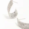 Silver Diamante Cascading Cupchain Hoop Earrings