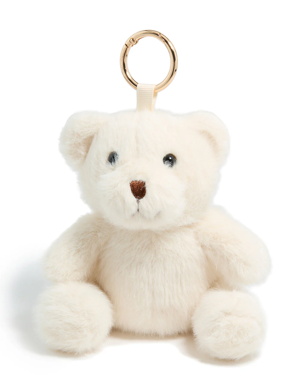 White Polyester Plush Teddy Key Chain
