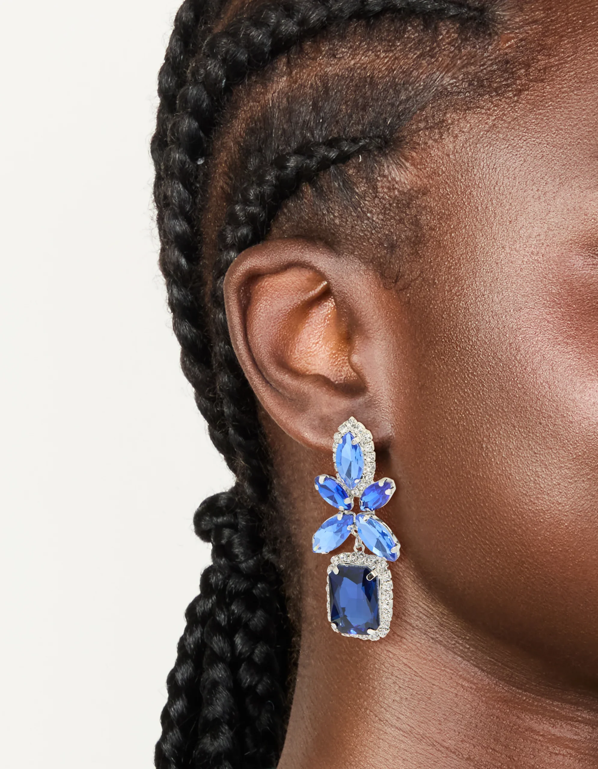 1246-silver-blue-diamante-square-flower-drop-earrings-1.webp Silver Blue Diamante Square Flower Drop Earrings