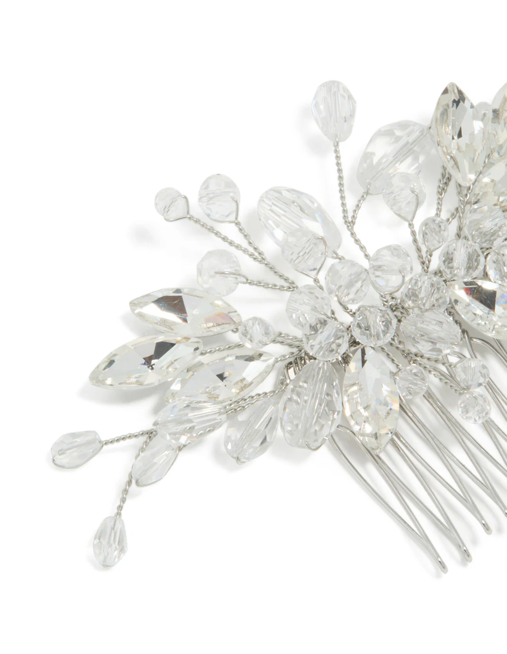 Silver Diamante Floral Vine Hair Comb