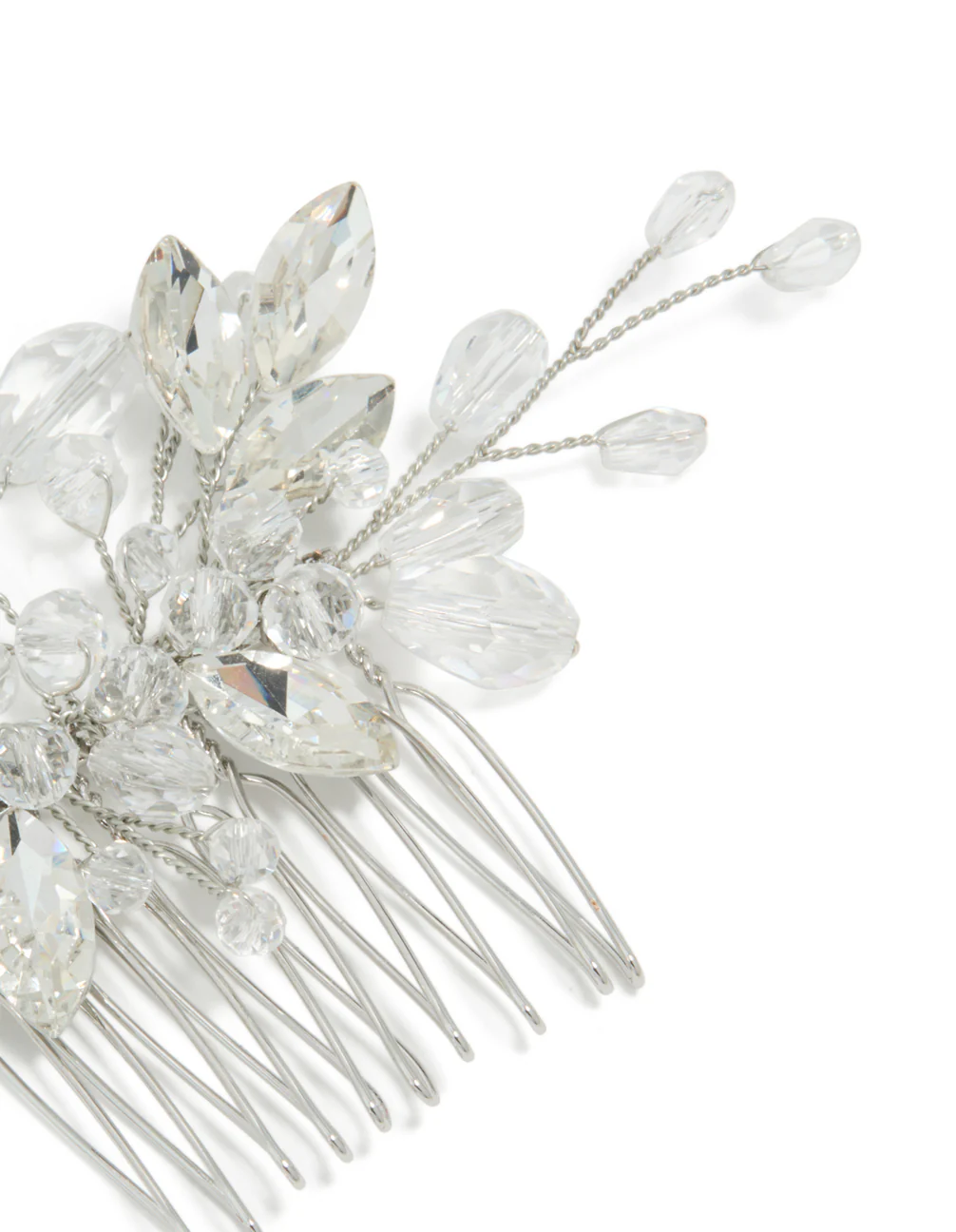 Silver Diamante Floral Vine Hair Comb