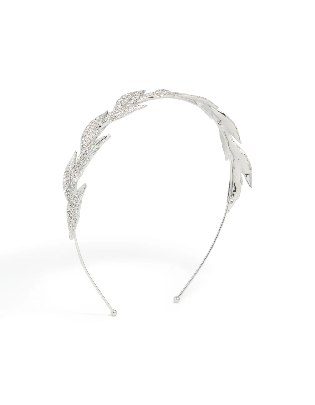 Silver Diamante Leaves Headband