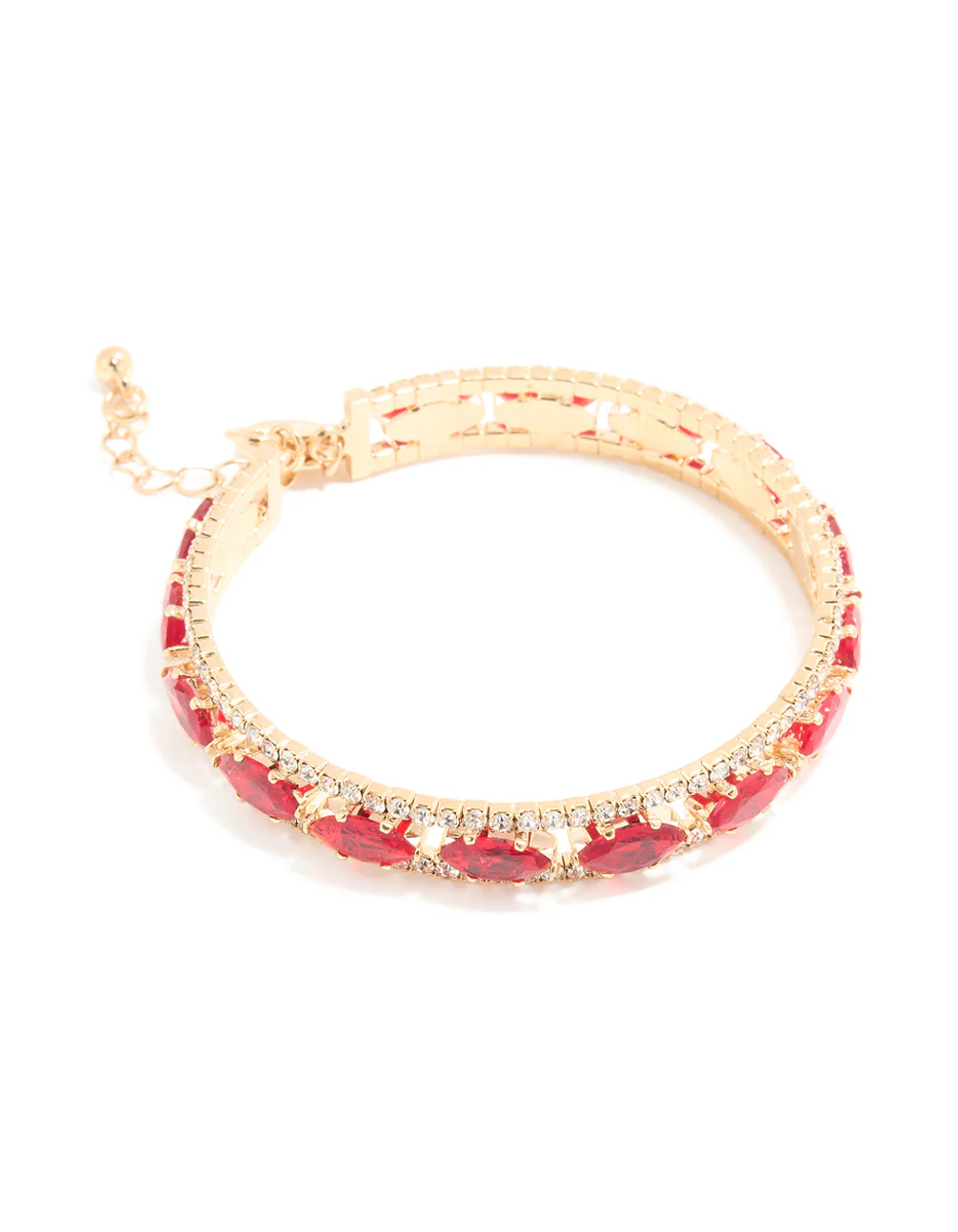1257-gold-red-clear-diamante-oval-bangle-1.webp Gold Red & Clear Diamante Oval Bangle