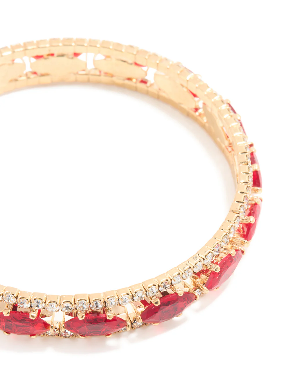 1257-gold-red-clear-diamante-oval-bangle-2.webp Gold Red & Clear Diamante Oval Bangle