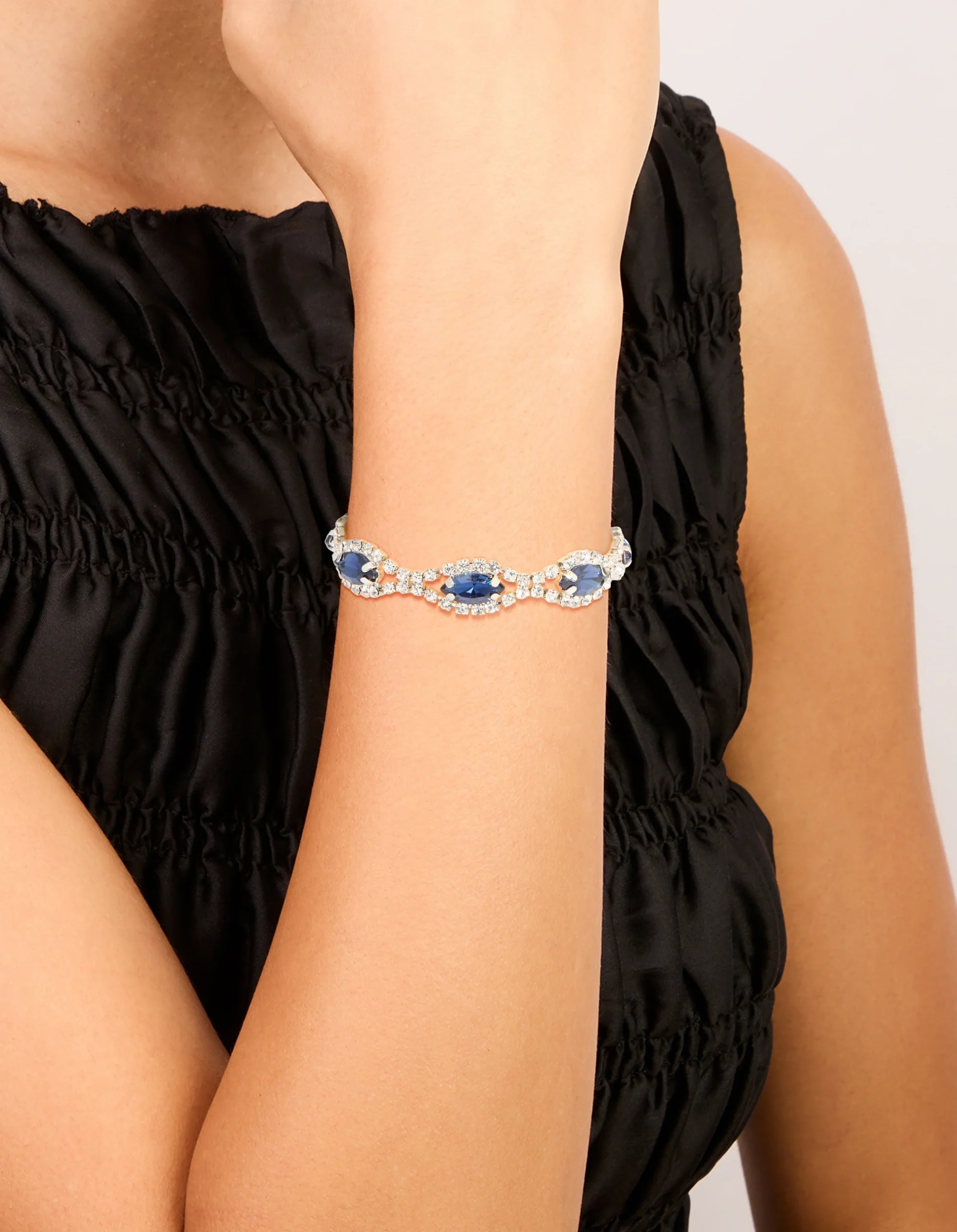 1258-silver-blue-diamante-shiny-pears-bracelet-1.webp Silver Blue Diamante Shiny Pears Bracelet