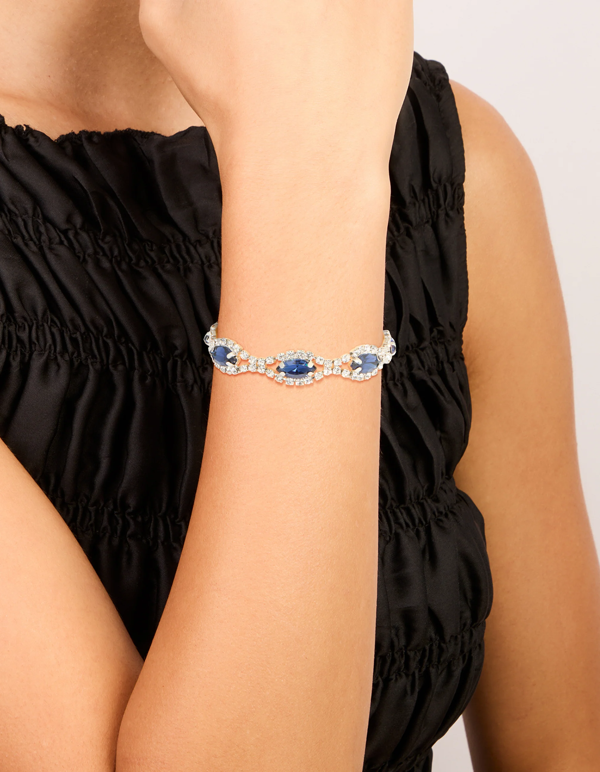 1258-silver-blue-diamante-shiny-pears-bracelet-1.webp Silver Blue Diamante Shiny Pears Bracelet