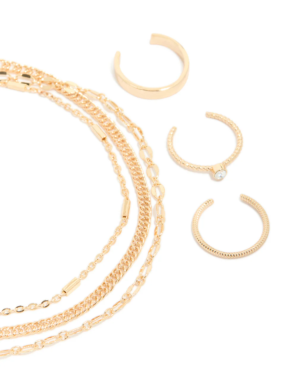 Gold Dumbbell Anklet & Toe Rings Set