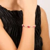 Gold Red Diamante Shiny Pears Bracelet