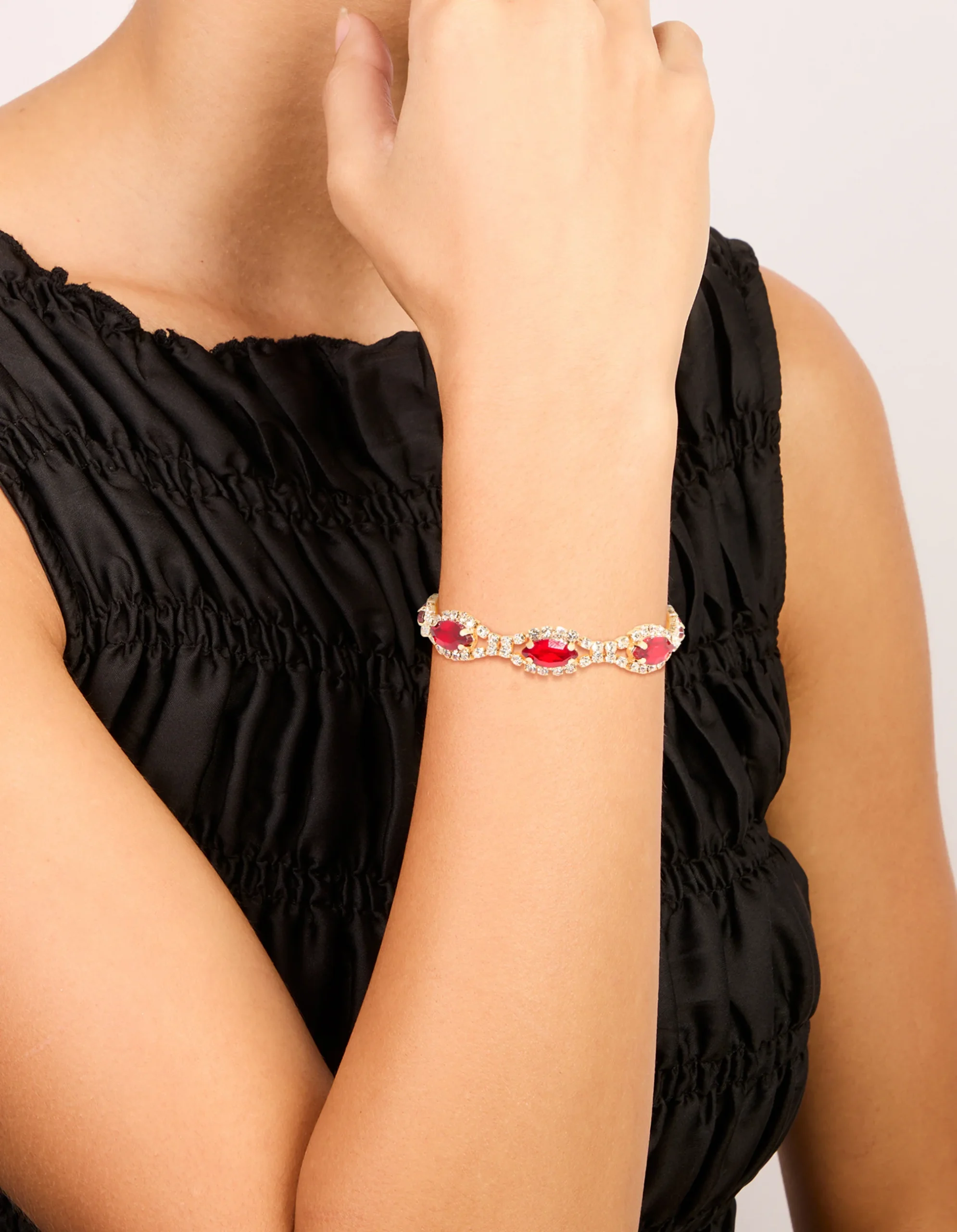 1262-gold-red-diamante-shiny-pears-bracelet-1.webp Gold Red Diamante Shiny Pears Bracelet