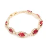 Gold Red Diamante Shiny Pears Bracelet