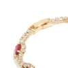 Gold Red Diamante Shiny Pears Bracelet