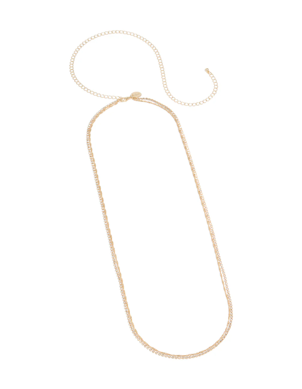 Gold Cubic Zirconia Tennis Double Layered Waist Chain