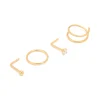 Gold Plated Titanium Simple Mixed Nose Studs & Nose Rings 4-Pack