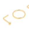 Gold Plated Titanium Simple Mixed Nose Studs & Nose Rings 4-Pack