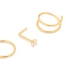 Gold Plated Titanium Simple Mixed Nose Studs & Nose Rings 4-Pack