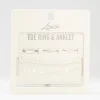 Silver Dumbell Anklet & Toe Rings Set