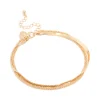 Gold Triple Layered Mixed Chain Anklet