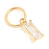 Waterproof Gold Plated Stainless Steel Cubic Zirconia Baguette Charm