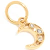 Waterproof Gold Plated Stainless Steel Cubic Zirconia Moon Charm