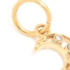 Waterproof Gold Plated Stainless Steel Cubic Zirconia Moon Charm