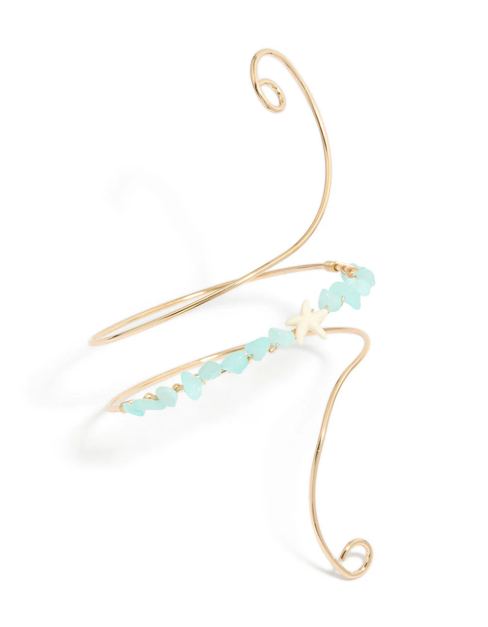 Gold Turquoise Semi Precious Stones Arm Cuff
