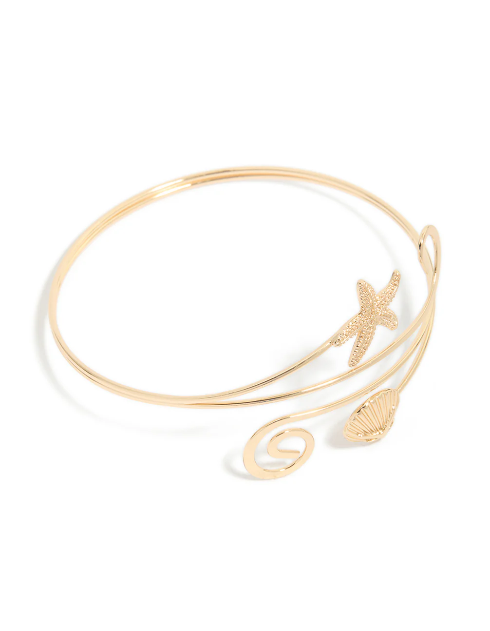 1306-gold-starfish-shell-arm-cuff-1.webp Gold Starfish & Shell Arm Cuff