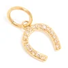 Waterproof Gold Plated Stainless Steel Cubic Zirconia Horse Shoe Charm